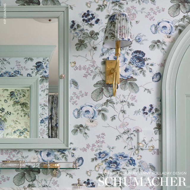 Salisbury Celadon Floral Wallpaper by Schumacher – 5012060