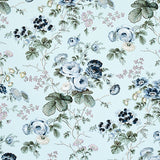 Salisbury Celadon floral wallpaper by Schumacher, featuring a vintage-inspired botanical pattern in blue and green hues.