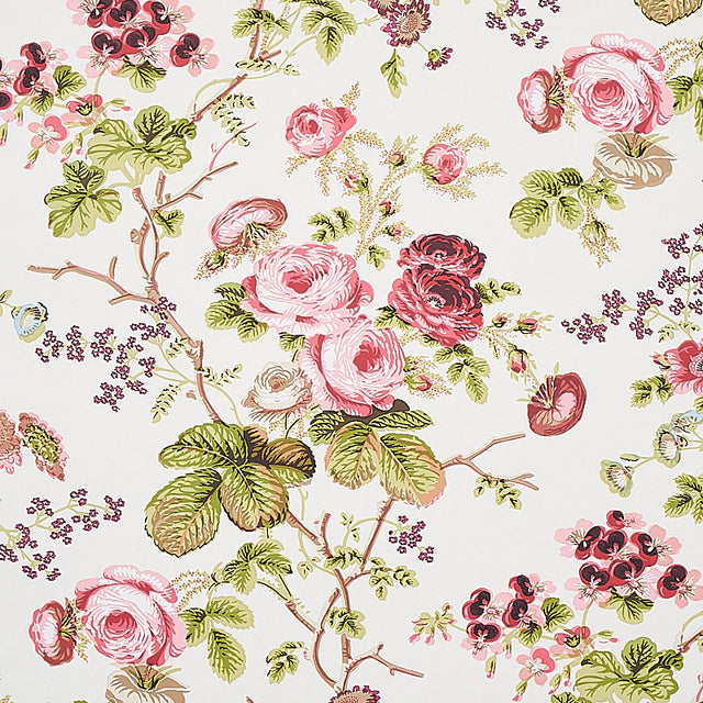 Salisbury Garnet Floral Wallpaper by Schumacher – Signature Collection – 54 in x 10 ft – 5012061