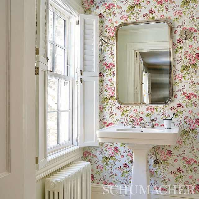 Salisbury Garnet Floral Wallpaper by Schumacher – Signature Collection – 54 in x 10 ft – 5012061