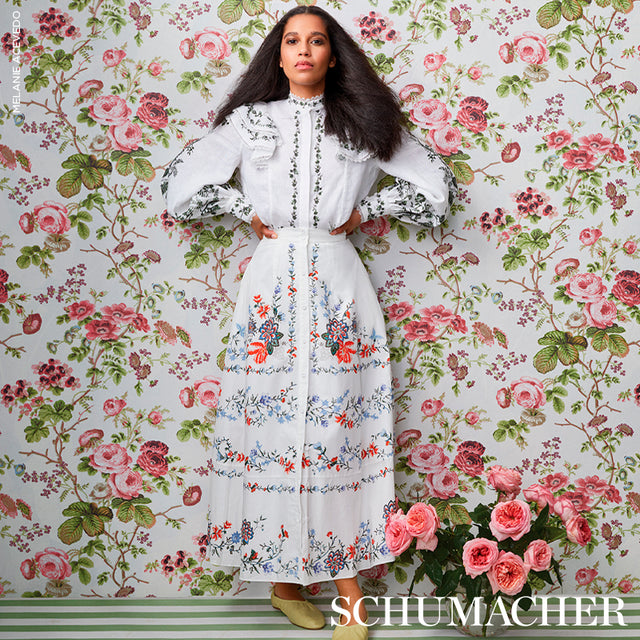 Salisbury Garnet Floral Wallpaper by Schumacher – Signature Collection – 54 in x 10 ft – 5012061