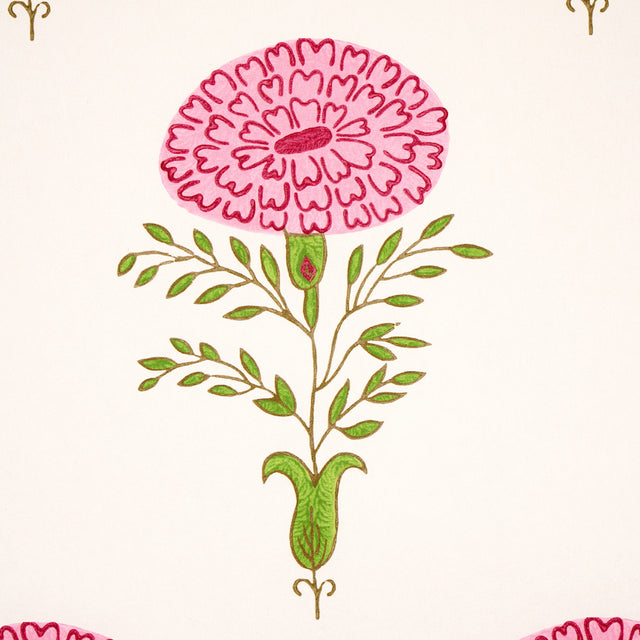 Marigold Pink Floral Wallpaper by Molly Mahon – Schumacher 5012070