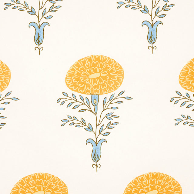 Marigold Yellow by Molly Mahon Floral Wallpaper – Schumacher 5012071
