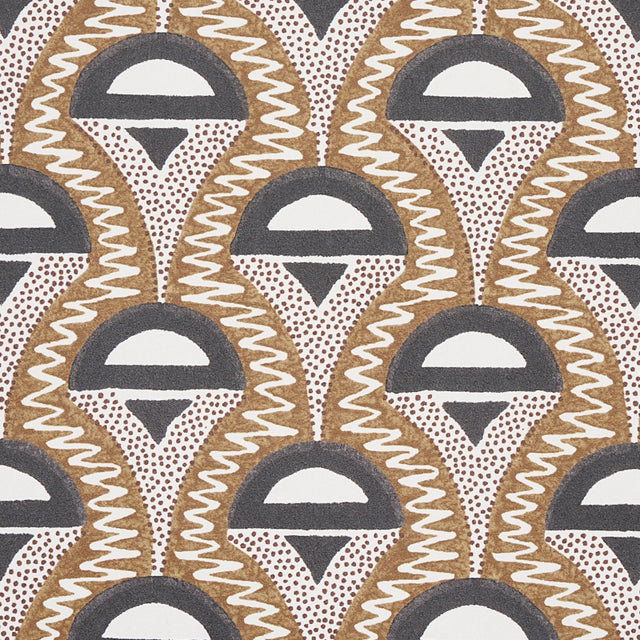 Abelino Camel & Black Art Deco Geometric Wallpaper – Schumacher 5012080