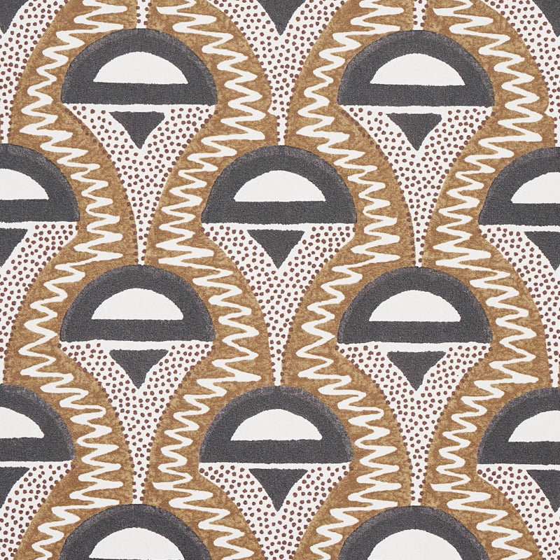 Abelino Camel & Black Art Deco Geometric Wallpaper – Schumacher 5012080SAM