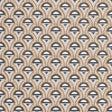 Abelino camel and black Art Deco geometric wallpaper with hand-drawn zigzags and dots, shown in a styled bedroom setting.