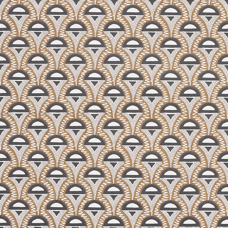 Abelino Camel & Black Art Deco Geometric Wallpaper – Schumacher 5012080SAM