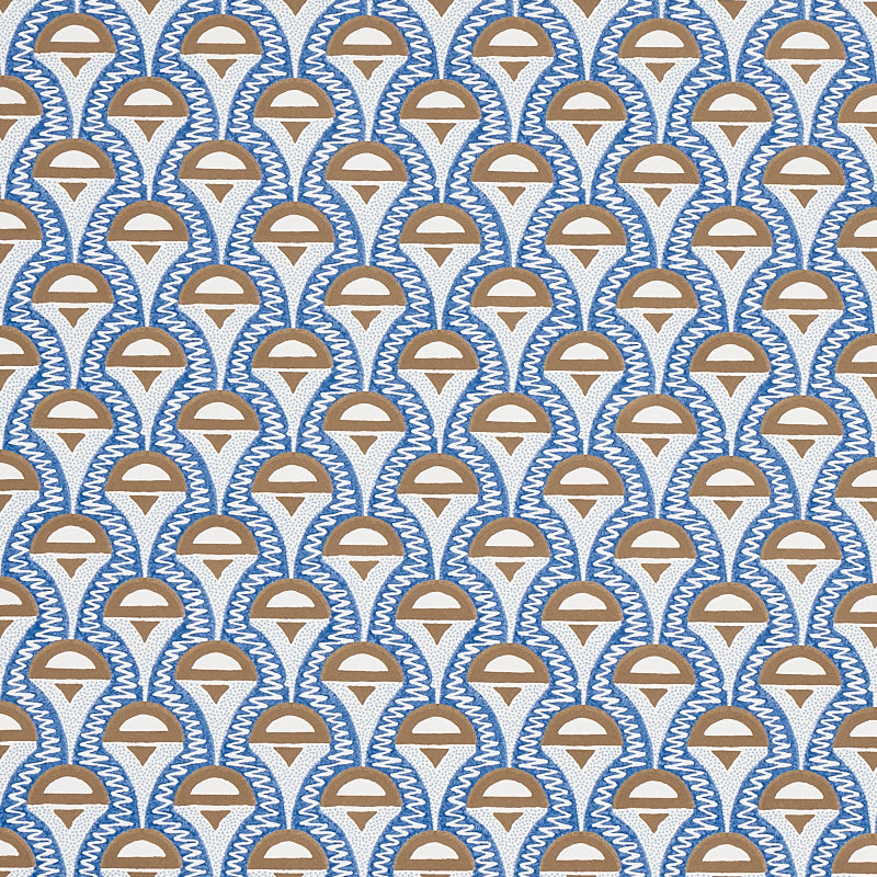 Abelino Blue & Brown Art Deco Geometric Wallpaper – Schumacher 5012081SAM
