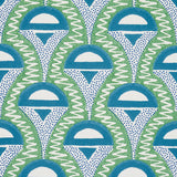 Abelino Green & Peacock Art Deco Geometric Wallpaper – Schumacher 5012082