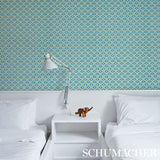 Abelino Green & Peacock Art Deco Geometric Wallpaper – Schumacher 5012082
