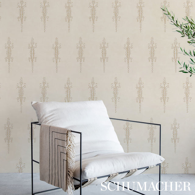 Baracoa Neutral by Schumacher Graphic Gecko Wallpaper – Copacabana Collection 5012101