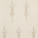 Baracoa neutral wallpaper with graphic climbing geckos and mottled stucco-like texture by Schumacher