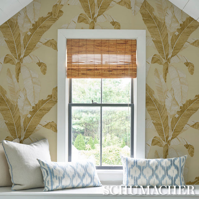 ERISIMO Neutral Banana Leaf Wallpaper by Schumacher Copacabana Collection – SKU 5012111