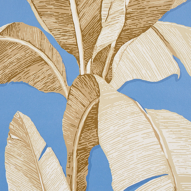 Erisimo Blue Banana Leaf Wallpaper by Schumacher Copacabana Collection – 5012112