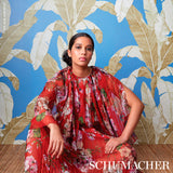 Erisimo Blue Banana Leaf Wallpaper by Schumacher Copacabana Collection – 5012112