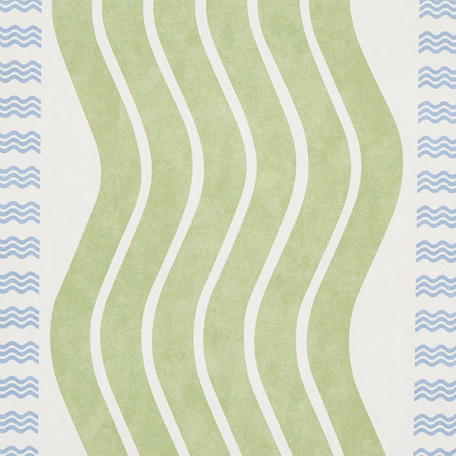 Sina Stripe Green by Schumacher Art Deco Wave Stripe Wallpaper – Copacabana Collection 5012120