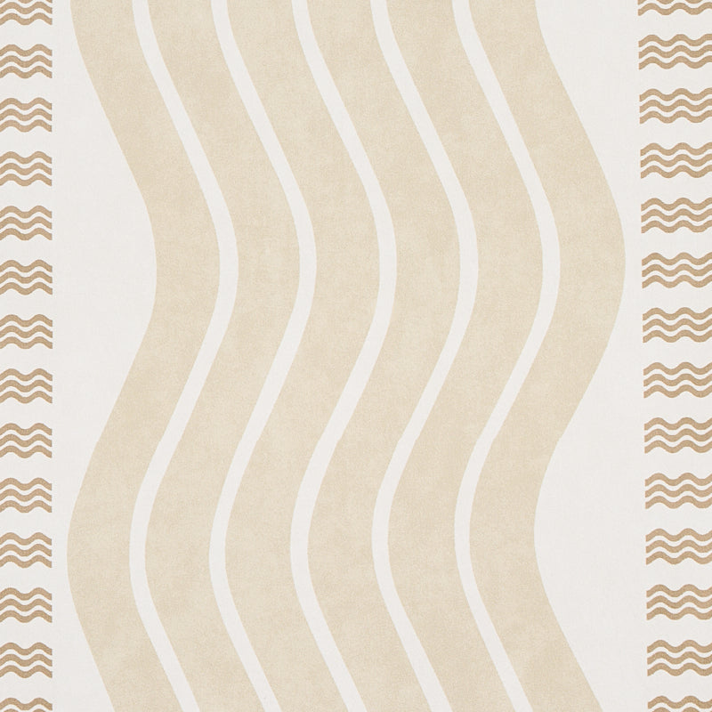 Sina Stripe Sand by Schumacher Art Deco Wave Stripe Wallpaper – Schumacher 5012121