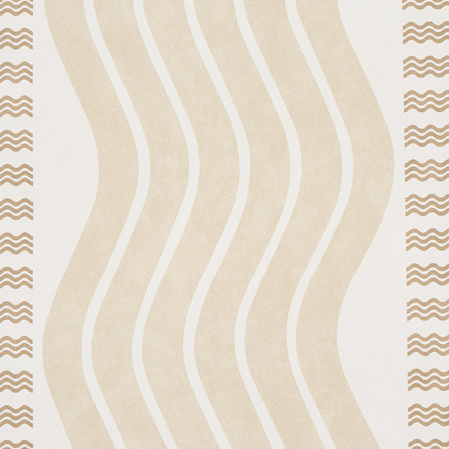 Sina Stripe Sand by Schumacher Art Deco Wave Stripe Wallpaper – Schumacher 5012121