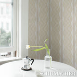 Sina Stripe Sand by Schumacher Art Deco Wave Stripe Wallpaper – Schumacher 5012121