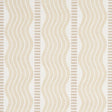 Sina Stripe wallpaper in sand by Schumacher, featuring large-scale wavy stripes in a neutral Art Deco-inspired design.