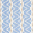 Sina Stripe blue Art Deco wave stripe wallpaper with textural weave from Schumacher Copacabana collection