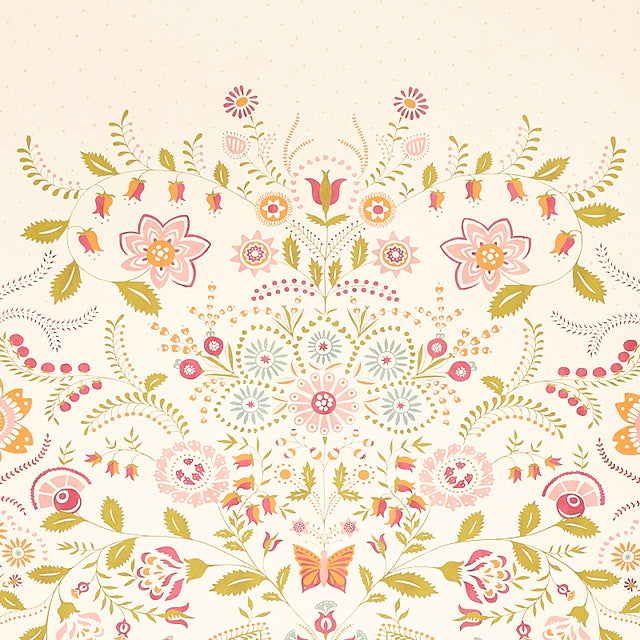 Orla Panel Magenta Folkloric Floral Wallcovering – Schumacher 5012150