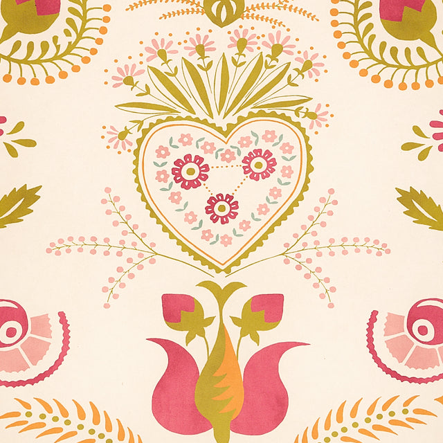 Orla Panel Magenta Folkloric Floral Wallcovering – Schumacher 5012150