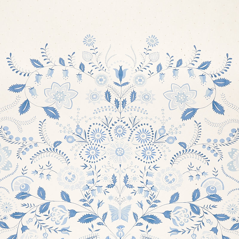 Orla Panel Blue Folkloric Floral Wallcovering Panel by Schumacher – 5012151