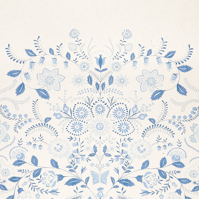 Orla Panel Blue Folkloric Floral Wallcovering Panel by Schumacher – 5012151
