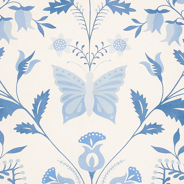 Orla Panel Blue Folkloric Floral Wallcovering Panel by Schumacher – 5012151