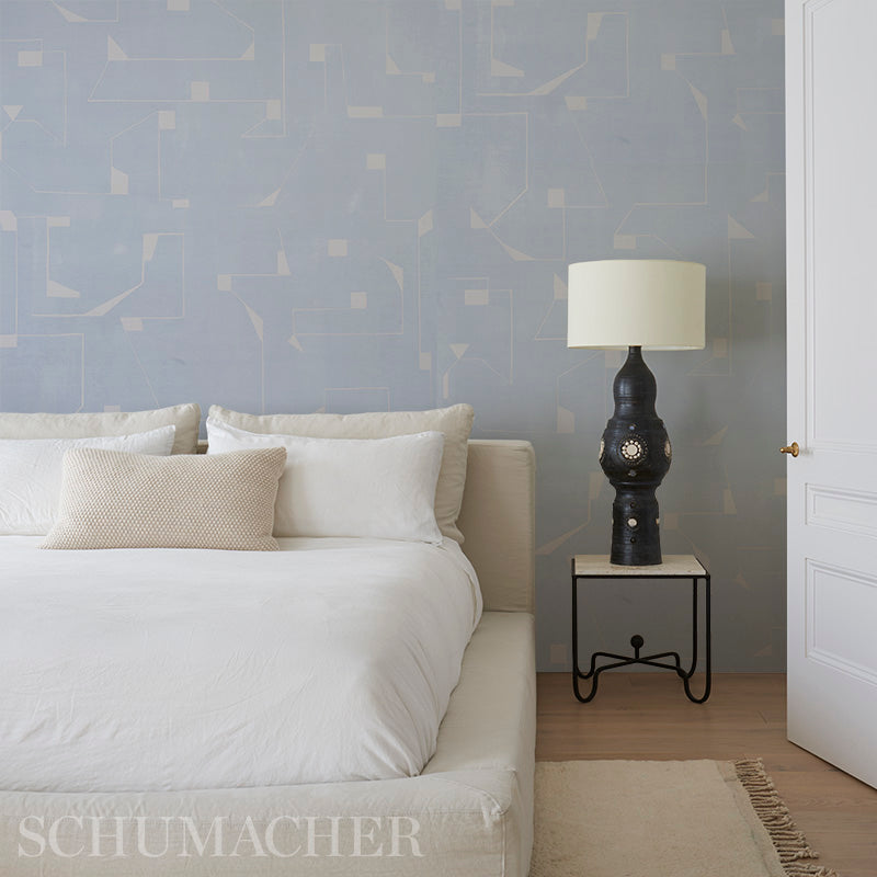 Circuit Sky by Porter Teleo Abstract Geometric Blue Wallpaper – Schumacher 5012161