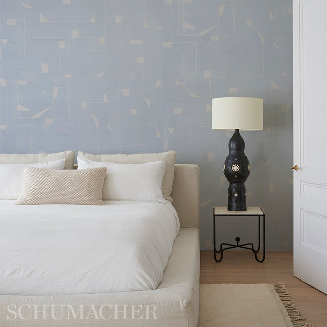Circuit Sky by Porter Teleo Abstract Geometric Blue Wallpaper – Schumacher 5012161