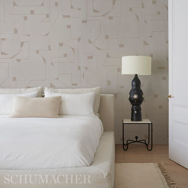 Circuit Stone by Porter Teleo Abstract Geometric Wallpaper – Schumacher 5012162