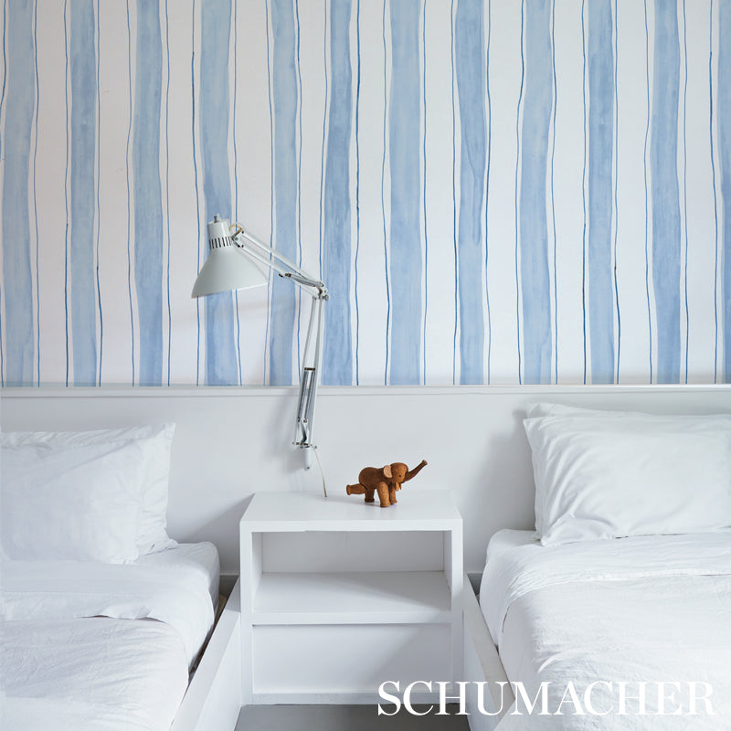 Tracing Stripes Sky by Porter Teleo Schumacher Wallpaper – Schumacher 5012170
