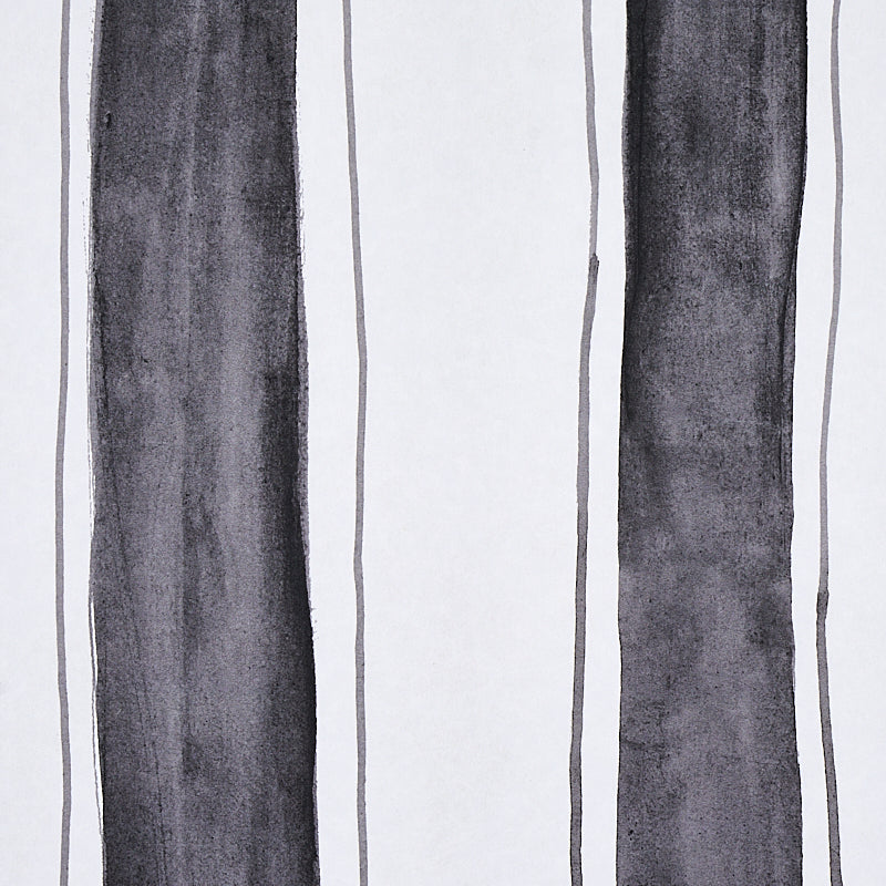 Tracing Stripes Black by Porter Teleo Hand-Painted Vertical Stripe Wallpaper – Schumacher 5012172