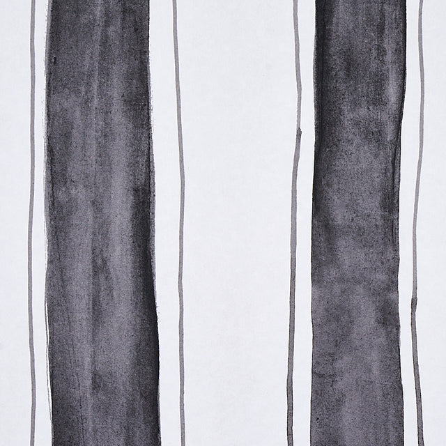 Tracing Stripes Black by Porter Teleo Hand-Painted Vertical Stripe Wallpaper – Schumacher 5012172