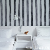 Tracing Stripes Black by Porter Teleo Hand-Painted Vertical Stripe Wallpaper – Schumacher 5012172