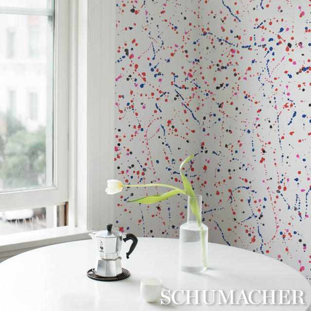 INK SPLASH Red & Blue by Porter Teleo Abstract Painterly Wallpaper – Schumacher 5012180