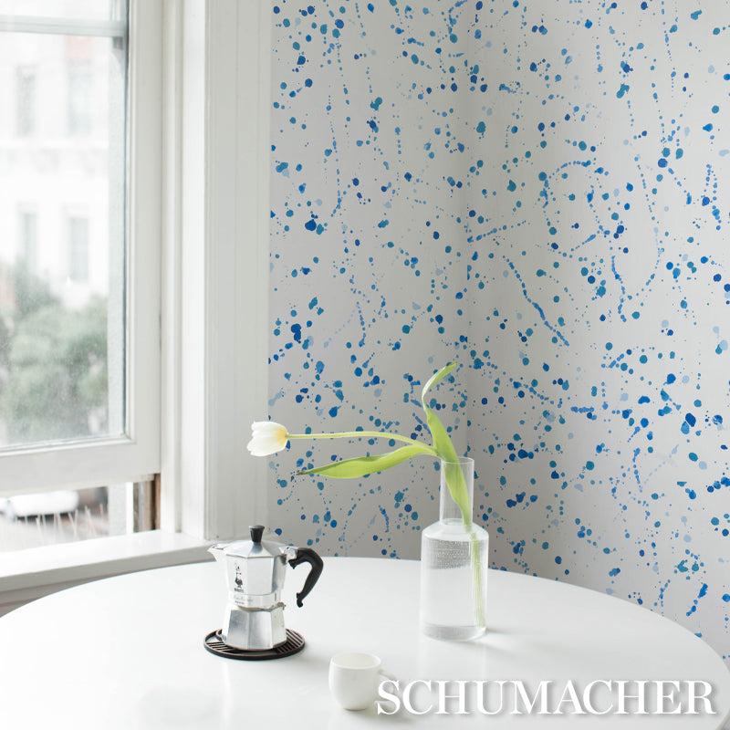 Ink Splash Blue by Porter Teleo Abstract Wallpaper – Schumacher 5012181