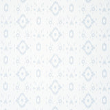 Tabitha Orpington Blue wallpaper by Schumacher, featuring a soft geometric ikat-inspired pattern in a serene blue and white colorway.