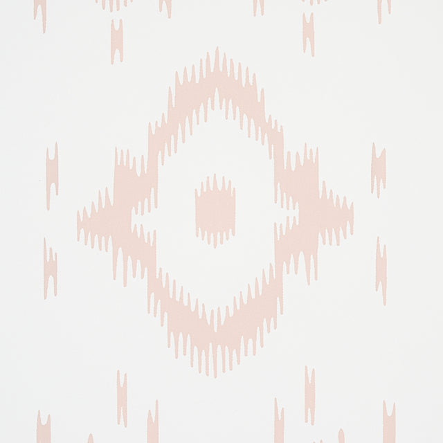 Tabitha Quiet Pink by Schumacher Soft Geometric Ikat-Inspired Wallpaper – Schumacher 5012201