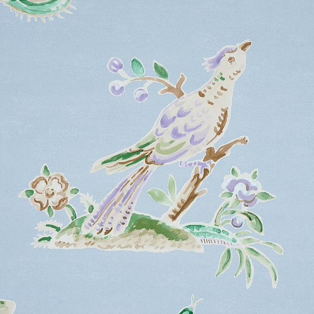 Magical Menagerie Sky by Schumacher Whimsical Animals & Flora Wallpaper – Schumacher 5012210