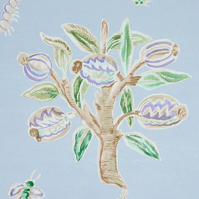 Magical Menagerie Sky by Schumacher Whimsical Animals & Flora Wallpaper – Schumacher 5012210
