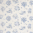 Magical Menagerie wallpaper in blues by Schumacher, featuring painterly flora and fauna motifs in a whimsical, archival-inspired design.
