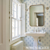 Rubia Blue by Schumacher Subtle Metallic Floral Wallpaper – Schumacher 5012220