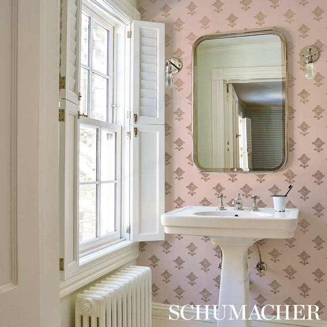 Rubia Blush by Schumacher Metallic Floral Wallpaper – Schumacher 5012222