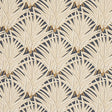 Zenada wallpaper in Carbon by Schumacher features stylized feathery fronds in a chic, lively pattern on a dark background.