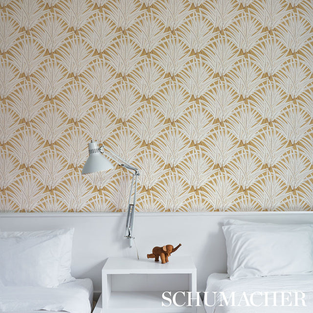 Zenada Gold by Schumacher Copacabana Collection Botanical Wallpaper – Schumacher 5012241