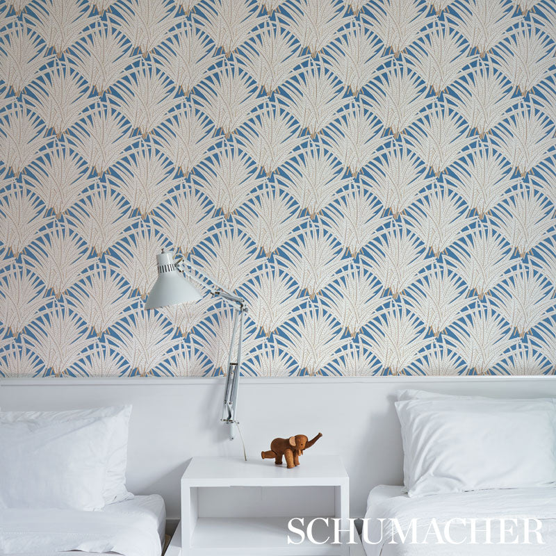Zenada Blue Botanical Palm Leaf Wallpaper – Schumacher 5012242