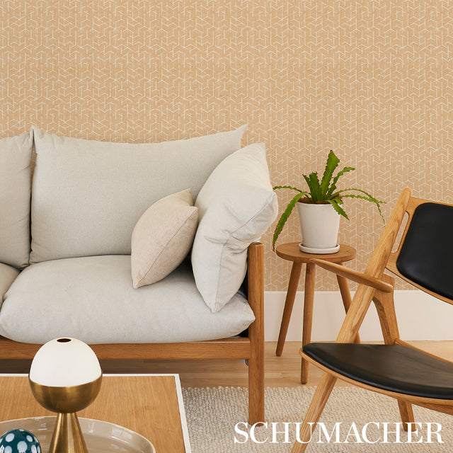 Coleridge Wheat by Schumacher Geometric Sisal-Look Wallcovering – Schumacher 5012251